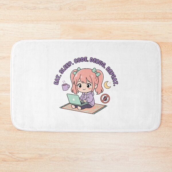 Item preview, Kawaii Chibi Developer - Eat Sleep Code Debug Repeat - Cute Tech Sticker designed and sold by Osmose-Studio.