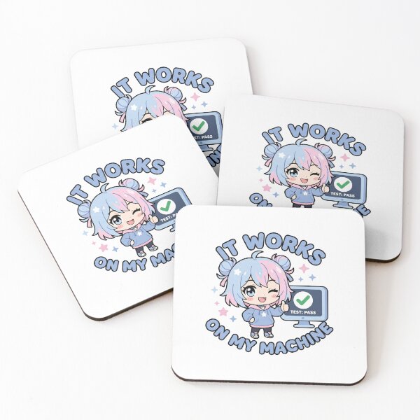 Item preview, Cute Chibi Developer - It Works On My Machine - Kawaii Coding Sticker designed and sold by Osmose-Studio.