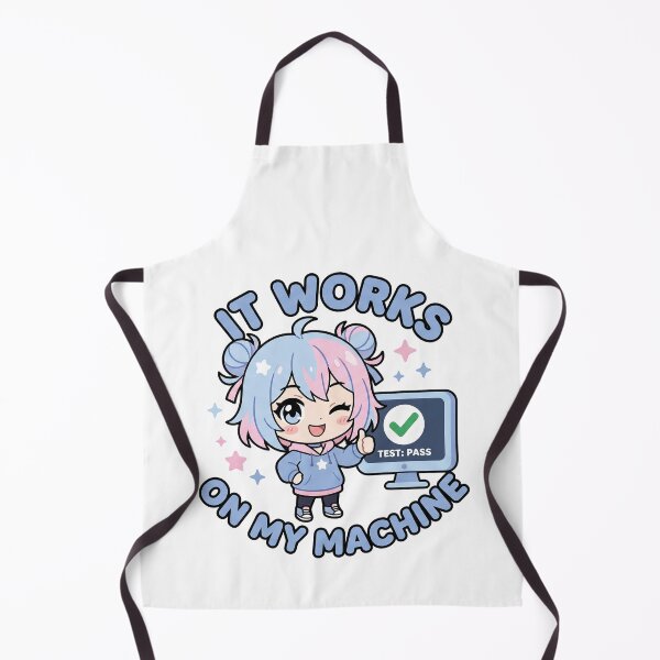 Item preview, Cute Chibi Developer - It Works On My Machine - Kawaii Coding Sticker designed and sold by Osmose-Studio.