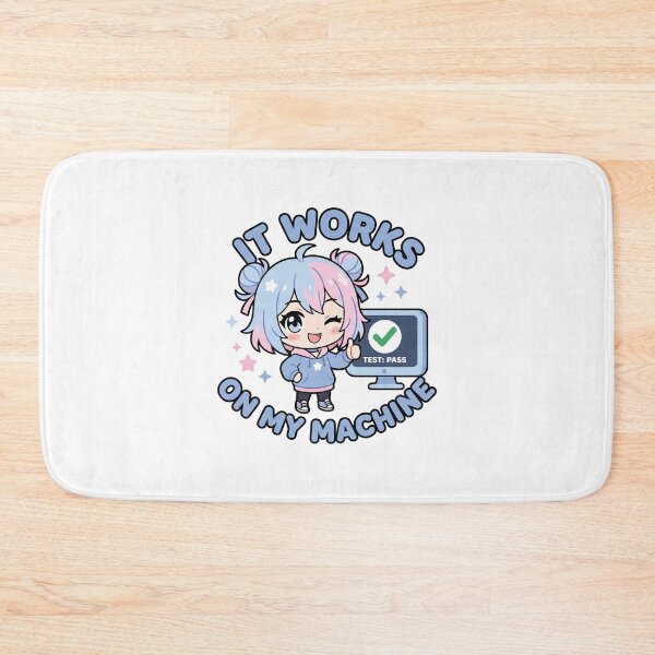 Item preview, Cute Chibi Developer - It Works On My Machine - Kawaii Coding Sticker designed and sold by Osmose-Studio.