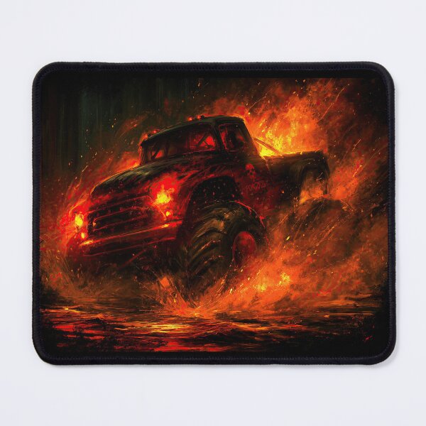 Item preview, Red Truck Surrounded by Intense Fire Light designed and sold by Piotrek0001.