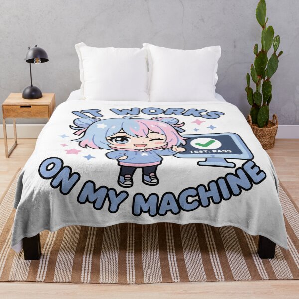 Item preview, Cute Chibi Developer - It Works On My Machine - Kawaii Coding Sticker designed and sold by Osmose-Studio.