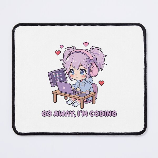 Item preview, Focused Chibi Coder - Go Away I'm Coding - Kawaii Tech Sticker designed and sold by Osmose-Studio.