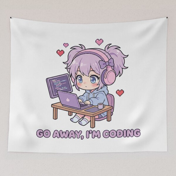 Item preview, Focused Chibi Coder - Go Away I'm Coding - Kawaii Tech Sticker designed and sold by Osmose-Studio.