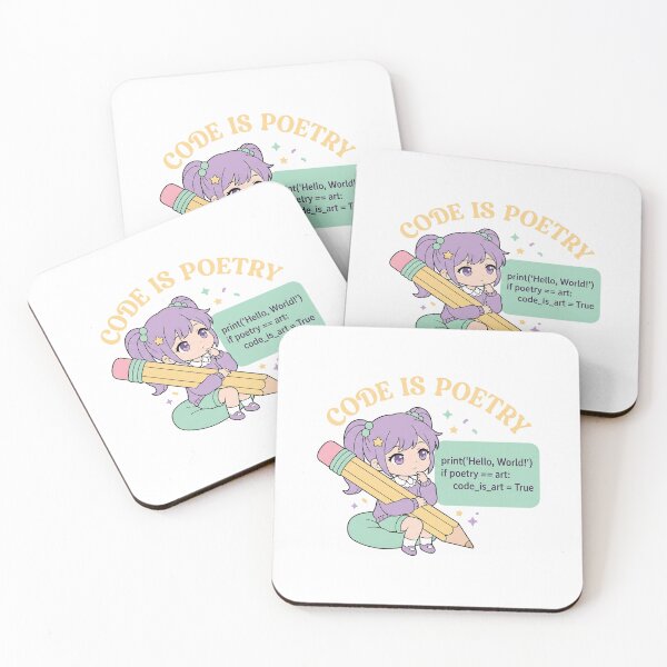 Item preview, Elegant Chibi Art - Code Is Poetry - Cute Kawaii Programmer designed and sold by Osmose-Studio.