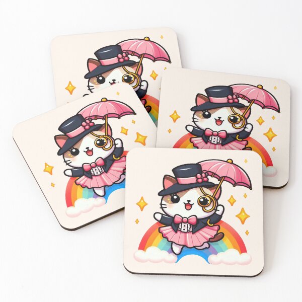 Item preview, Cute Rainbow Cat and Umbrella designed and sold by NerdiPop.
