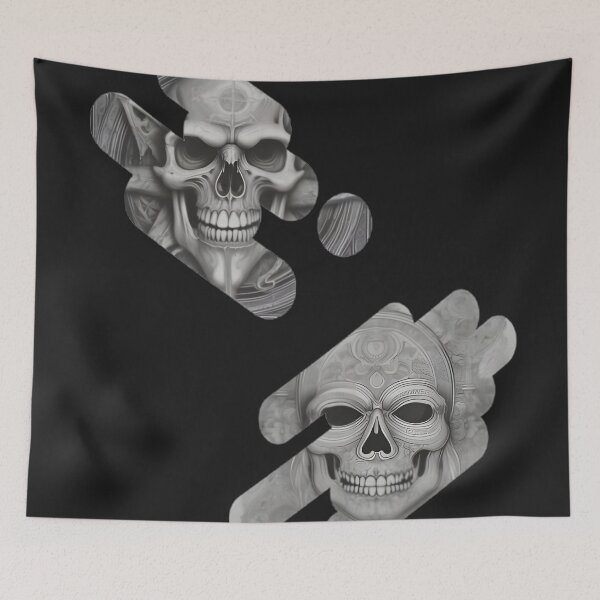 Item preview, Abstract Glitch Skulls Engraving - Cyber Goth Grunge Geometric Art designed and sold by DarkOriginArts.