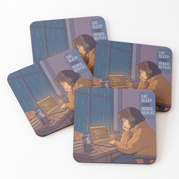 Item preview, Lo-fi Coder Sanctuary - Eat Sleep Code Debug Repeat - Full Desktop Art designed and sold by Osmose-Studio.