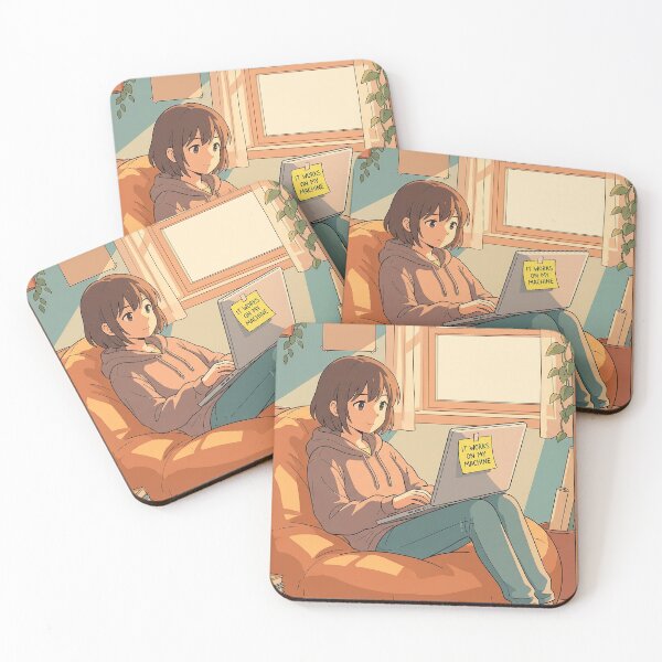 Item preview, Lo-fi Workspace Humor - It Works On My Machine - Full Desk Mat Art designed and sold by Osmose-Studio.