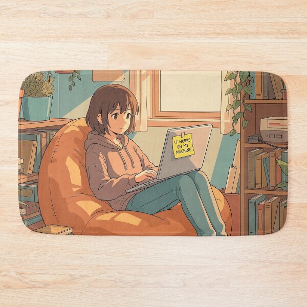 Item preview, Lo-fi Workspace Humor - It Works On My Machine - Full Desk Mat Art designed and sold by Osmose-Studio ⭐⭐⭐⭐⭐.