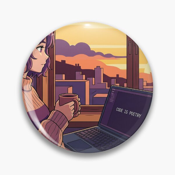 Item preview, Lo-fi Sunset Developer - Code Is Poetry - Full Desktop Illustration designed and sold by Osmose-Studio.