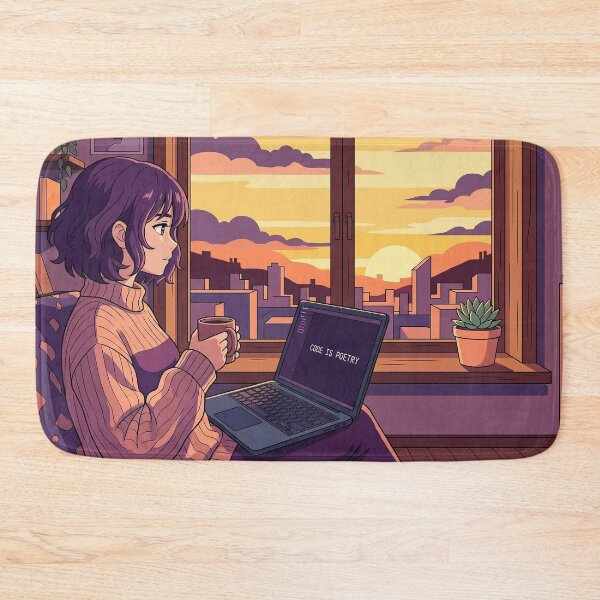 Item preview, Lo-fi Sunset Developer - Code Is Poetry - Full Desktop Illustration designed and sold by Osmose-Studio.