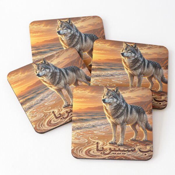 Item preview, Siberian White Wolf on Surreal Calligraphy Beach designed and sold by ikonicgallery.