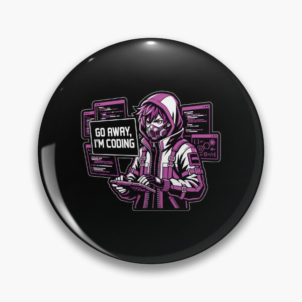 Item preview, Hacker Focus Sticker - Go Away I'm Coding - Cyberpunk Techwear Art designed and sold by Osmose-Studio.