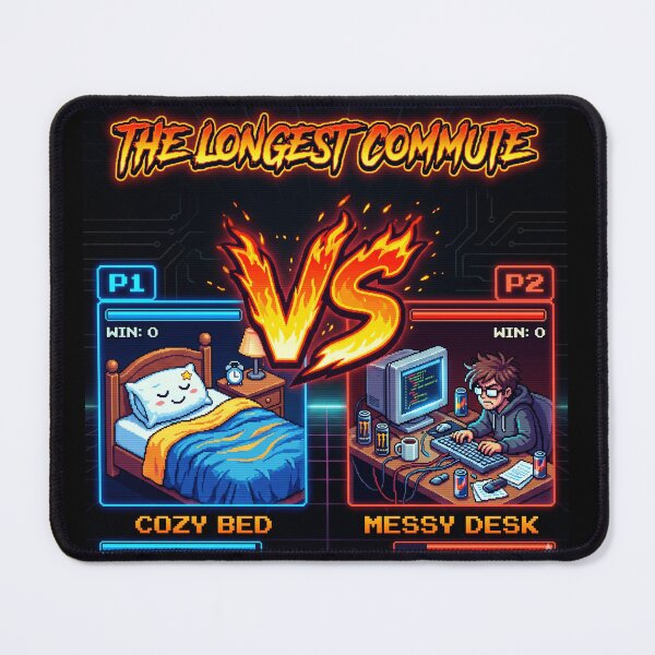 Item preview, Bed VS Desk The Longest Commute Retro Arcade designed and sold by Retro Mood Co.