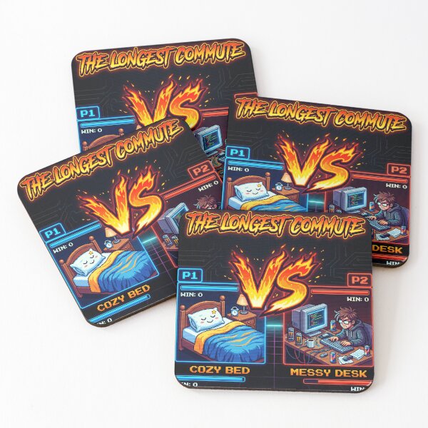 Item preview, Bed VS Desk The Longest Commute Retro Arcade designed and sold by Retro Mood Co.