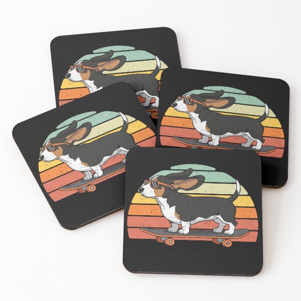 Item preview, Cool Basset Hound Dog Skater Sunglasses Retro Sunset designed and sold by d247.