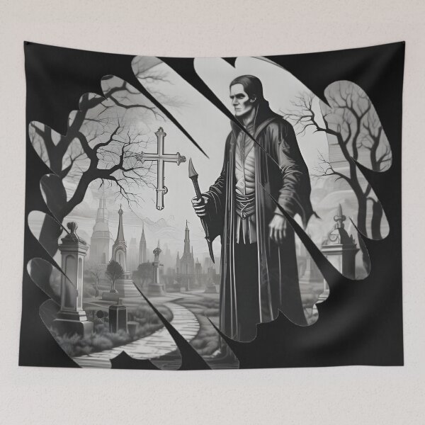 Item preview, Gothic Necromancer Vampire Graveyard - Dark Horror Graphic Art designed and sold by DarkOriginArts.
