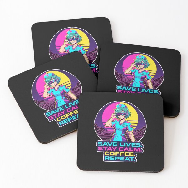 Item preview, Synthwave Nurse Sticker - Save Lives Stay Calm Coffee Repeat - Retro Healthcare designed and sold by Osmose-Studio.