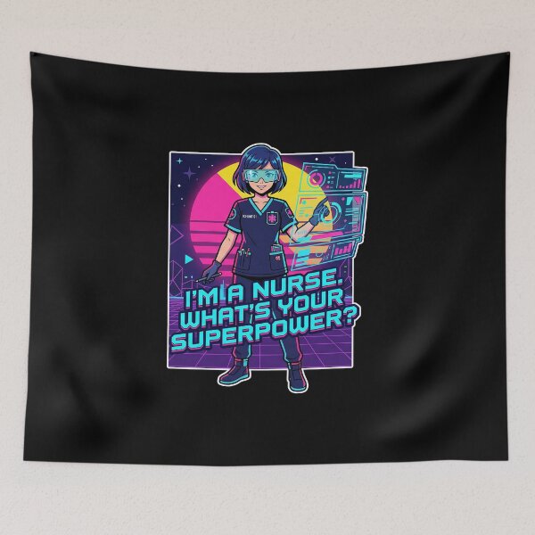 Item preview, Funny Nurse Superpower Sticker - Retro Synthwave Anime - Nursing Gift designed and sold by Osmose-Studio.