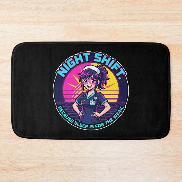 Item preview, Night Shift Nurse Sticker - Sleep Is For The Weak - Synthwave Anime Art designed and sold by Osmose-Studio.