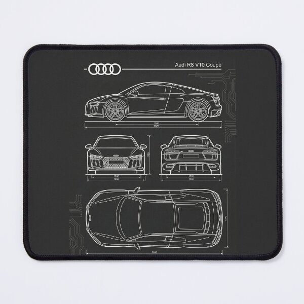 Item preview, Audi R8 V10 Coupe Blueprint Modern Mid-Engine Supercar Outline designed and sold by Motorline44.