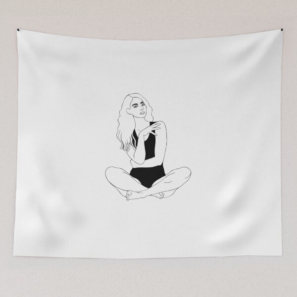 Item preview, Girl in Lotus Position on Beach designed and sold by Grin Katalina Floral Patterns & Cozy Art.