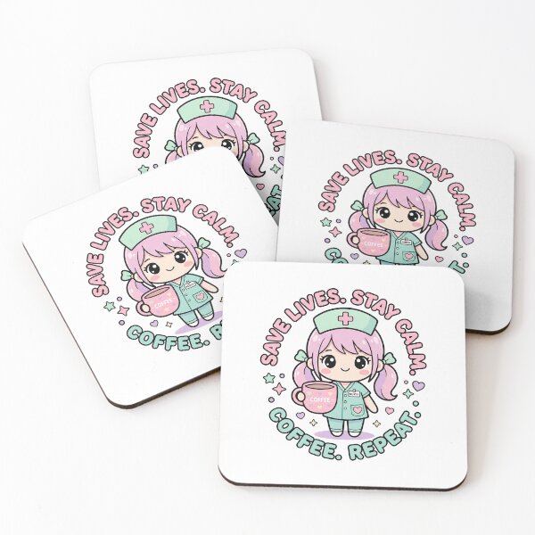 Item preview, Cute Chibi Nurse Sticker - Save Lives Stay Calm Coffee Repeat - Kawaii Medical designed and sold by Osmose-Studio ⭐⭐⭐⭐⭐.