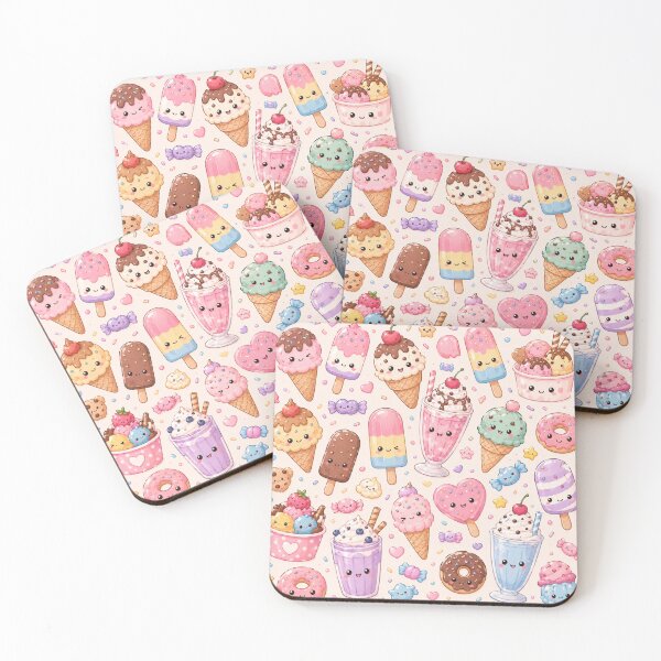 Item preview, Kawaii food pattern  Party ice Seamless Pattern | Cute Pastel Dessert Aesthetic designed and sold by Aramdesing.