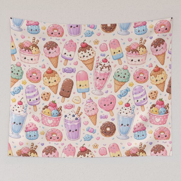 Item preview, Kawaii food pattern  Party ice Seamless Pattern | Cute Pastel Dessert Aesthetic designed and sold by Aramdesing.