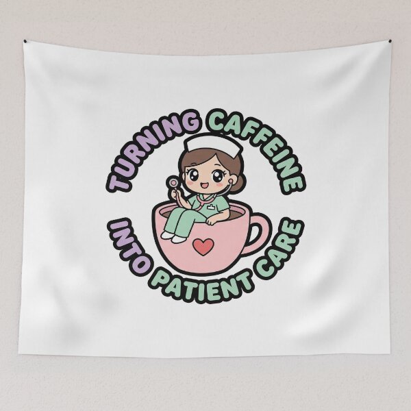 Item preview, Cute Nurse Coffee Sticker - Turning Caffeine Into Patient Care - Kawaii Chibi designed and sold by Osmose-Studio.