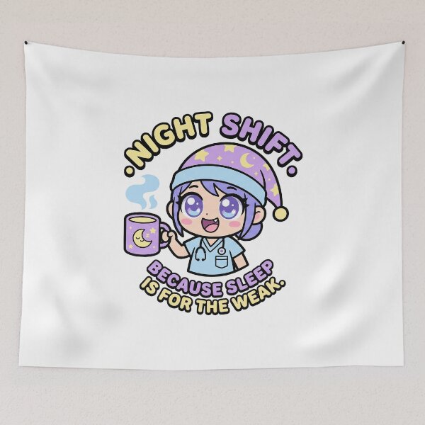 Item preview, Cute Night Shift Nurse Sticker - Sleep Is For The Weak - Kawaii Anime Art designed and sold by Osmose-Studio.