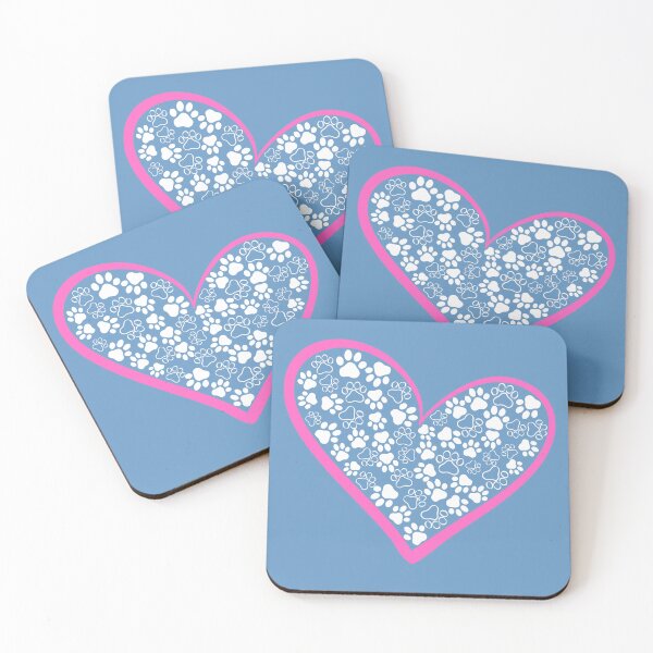 Item preview, Pink Heart full of white paw prints designed and sold by Doodles Down South.