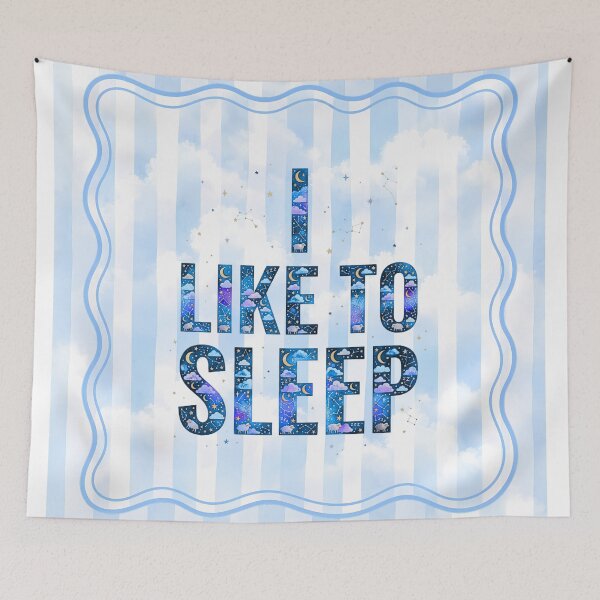 Item preview, Whimsical starry sky, titled "I like to sleep", with decorative wavy frame. designed and sold by VibranPalette.