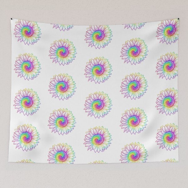 Item preview, Vibrant Rainbow Sunflower - Colorful Neon Line Art Floral Graphic designed and sold by SolutionsArt.