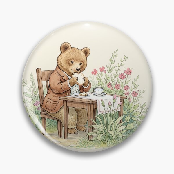 Item preview, Cozy Vintage Bear Having Tea and Toast Illustration designed and sold by Pasteltone.