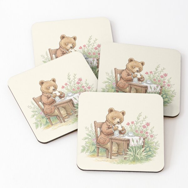 Item preview, Cozy Vintage Bear Having Tea and Toast Illustration designed and sold by Pasteltone.