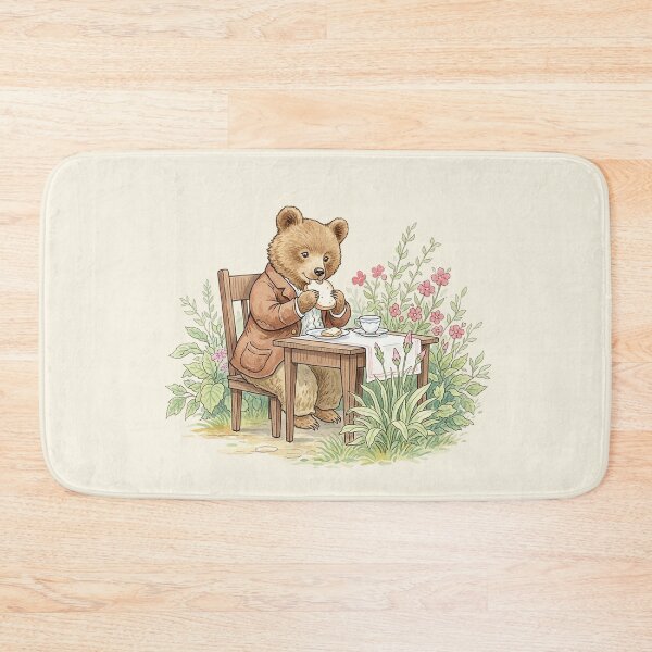 Item preview, Cozy Vintage Bear Having Tea and Toast Illustration designed and sold by Pasteltone.