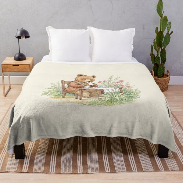 Item preview, Cozy Vintage Bear Having Tea and Toast Illustration designed and sold by Pasteltone.