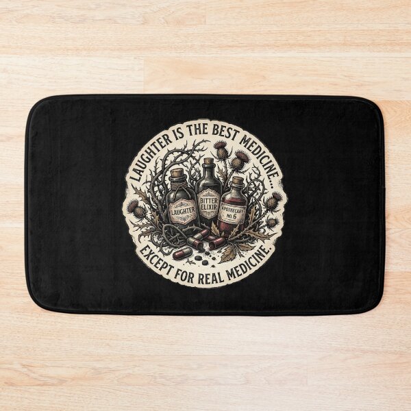 Item preview, Gothic Pharmacy Sticker - Laughter Is The Best Medicine - Dark Botanical Pills designed and sold by Osmose-Studio ⭐⭐⭐⭐⭐.