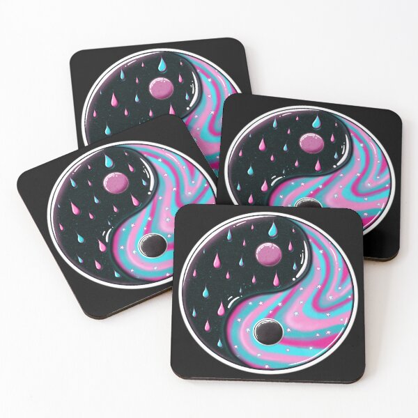 Artikelvorschau, Psychedelischer Yin-Yang-Sticker – Trippy-Drip-Ästhetik, Neon-Galaxie, glänzende Vaporwave-Kunst entworfen und verkauft von JessiDrips Designs.