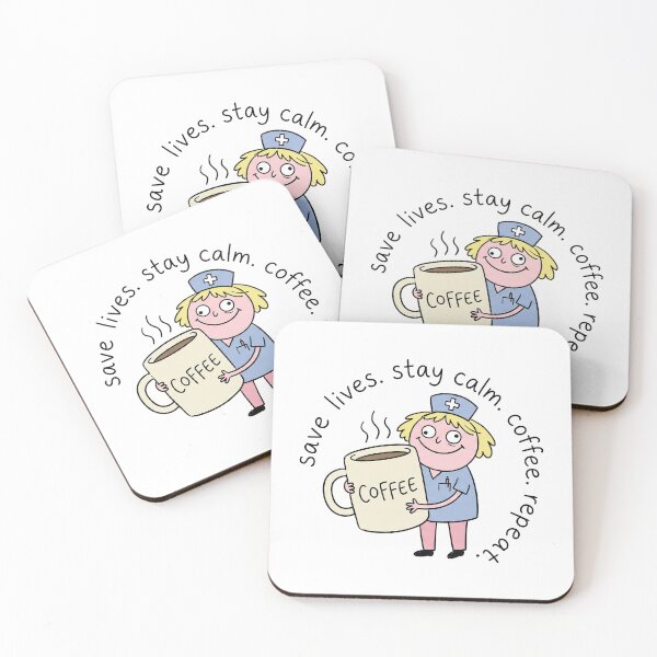 Item preview, Cute Goofy Nurse Sticker - save lives stay calm coffee repeat - Simple Doodle Art designed and sold by Osmose-Studio ⭐⭐⭐⭐⭐.