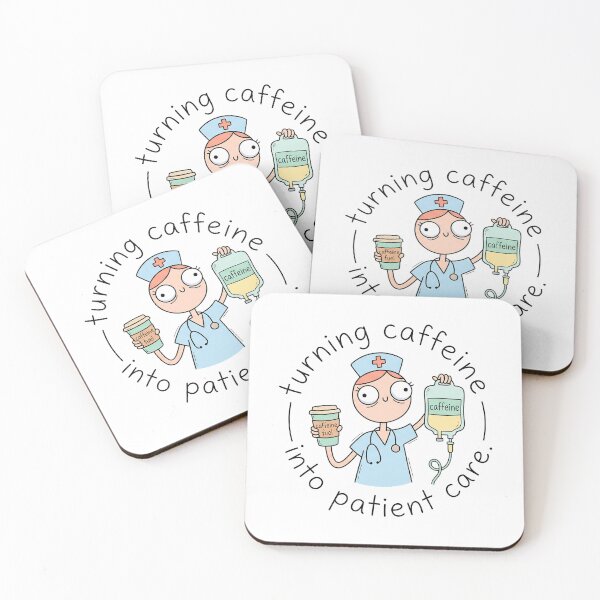 Item preview, Funny Nurse Coffee Sticker - turning caffeine into patient care - Goofy Doodle designed and sold by Osmose-Studio.