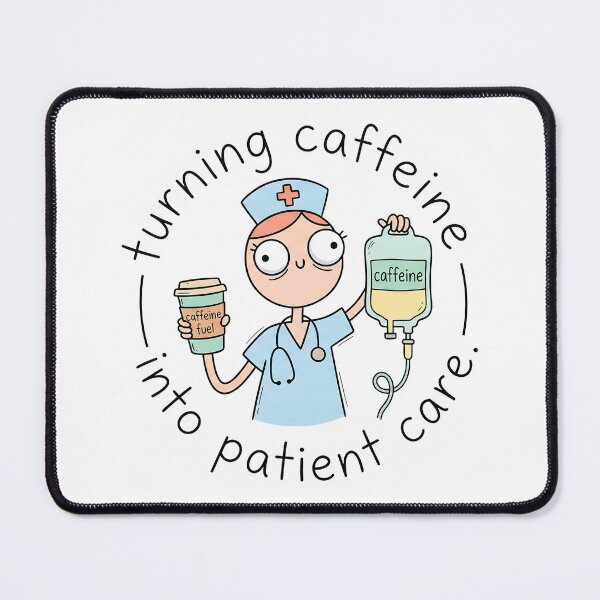 Item preview, Funny Nurse Coffee Sticker - turning caffeine into patient care - Goofy Doodle designed and sold by Osmose-Studio.