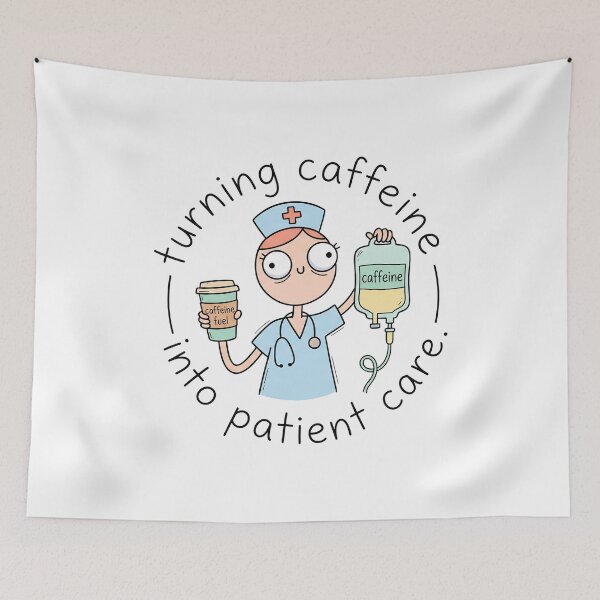 Item preview, Funny Nurse Coffee Sticker - turning caffeine into patient care - Goofy Doodle designed and sold by Osmose-Studio.