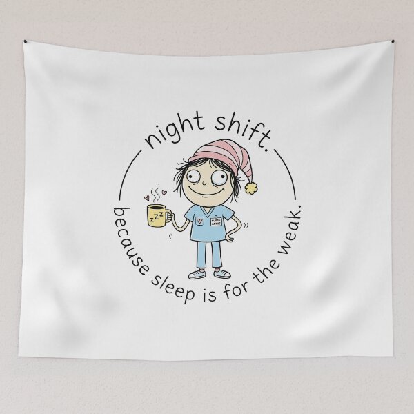 Item preview, Funny Night Shift Nurse Sticker - sleep is for the weak - Goofy Doodle Art designed and sold by Osmose-Studio.