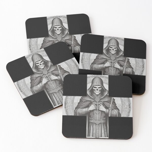 Item preview, Gothic Grim Reaper in Cross - Dark Occult Necromancer Engraving designed and sold by DarkOriginArts.