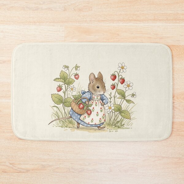 Item preview, Vintage Watercolor Mouse with Strawberry Basket Illustration designed and sold by Pasteltone.