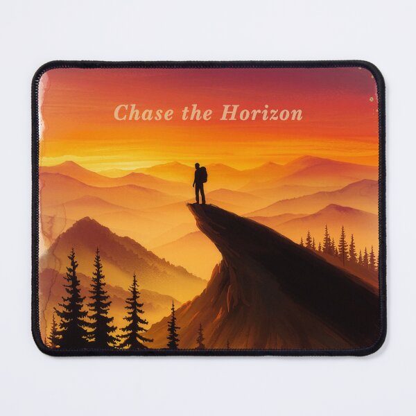 Item preview, Chase the horizon hiker cliff edge sunset orange mountain art designed and sold by icemanphotos.