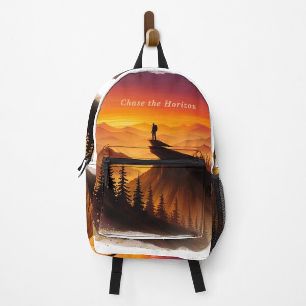 Item preview, Chase the horizon hiker cliff edge sunset orange mountain art designed and sold by icemanphotos.